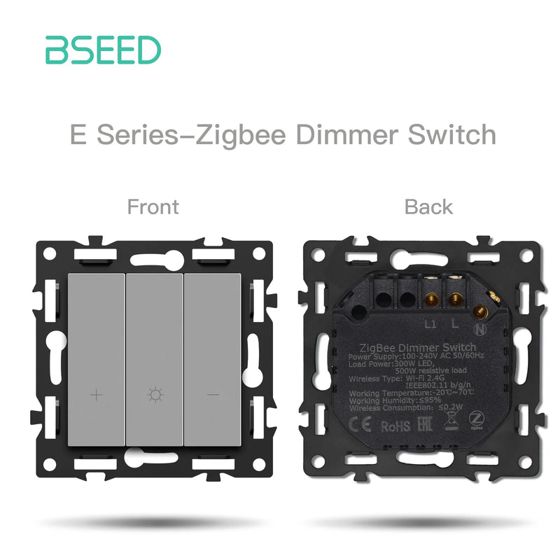 BSEED 1/2/3/4Gang Zigbee Click Switch Part Plastic Frame Smart Dimmer Curtain Switch Function DIY Part EU Smart Socket Parts
