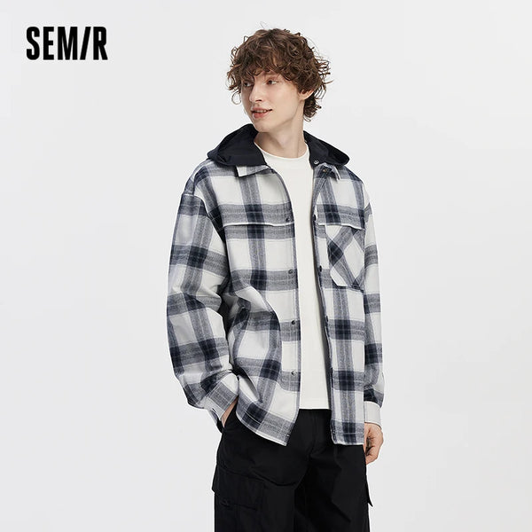 អាវក្រៅបុរស Semir មានមួកអាចដោះចេញបាន មានហោប៉ៅរាងដូចស្លាប មានផាសុកភាព មានហោប៉ៅសម្រាប់ពាក់ក្រៅរដូវស្លឹកឈើជ្រុះ ទម្ងន់ស្រាល ឆ្នាំ២០២៦