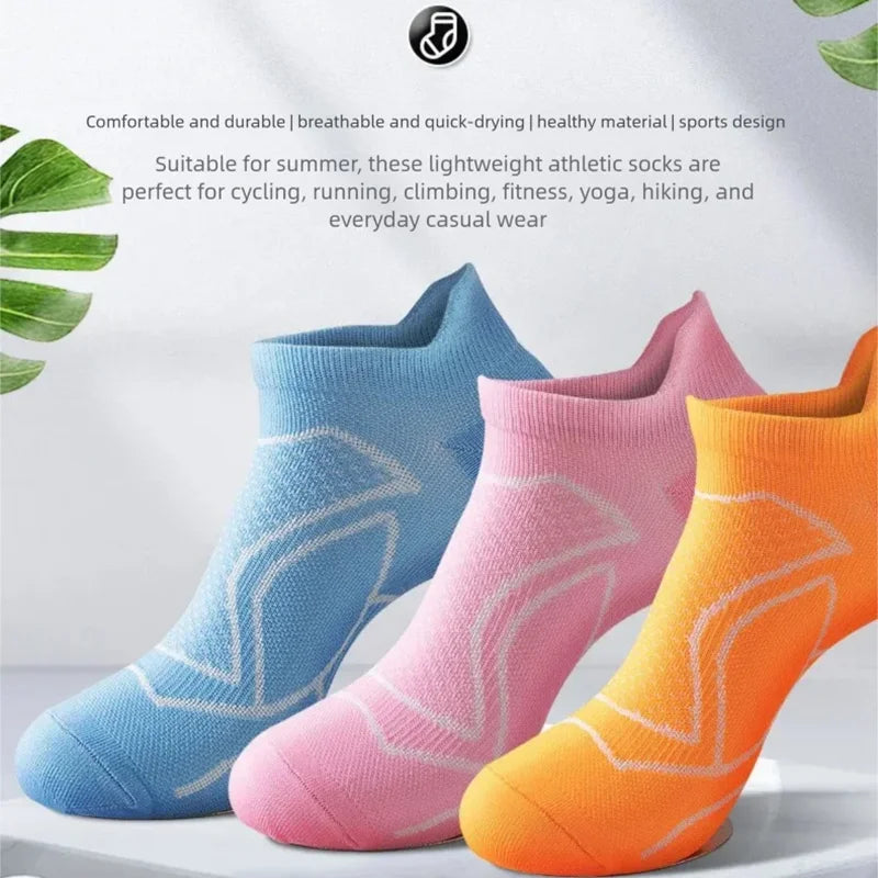 WRELS 1/2/3 Pairs Running Ankle Socks Quick-Dry Cushioned Athletic Socks Men Women Low Cut Seamless Arch Support Sports Socks