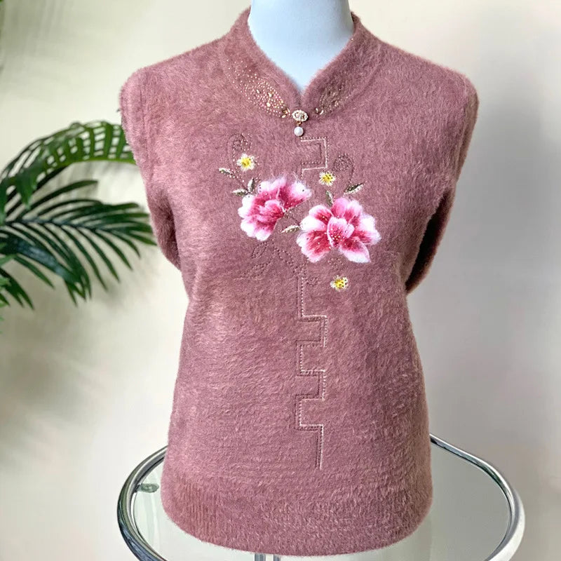 Pulls Sweater For Woman New Thicken Cashmere Sweaters & Jumpers Autumn Winter Middle Aged Mother Clothing Knit Pullover Top