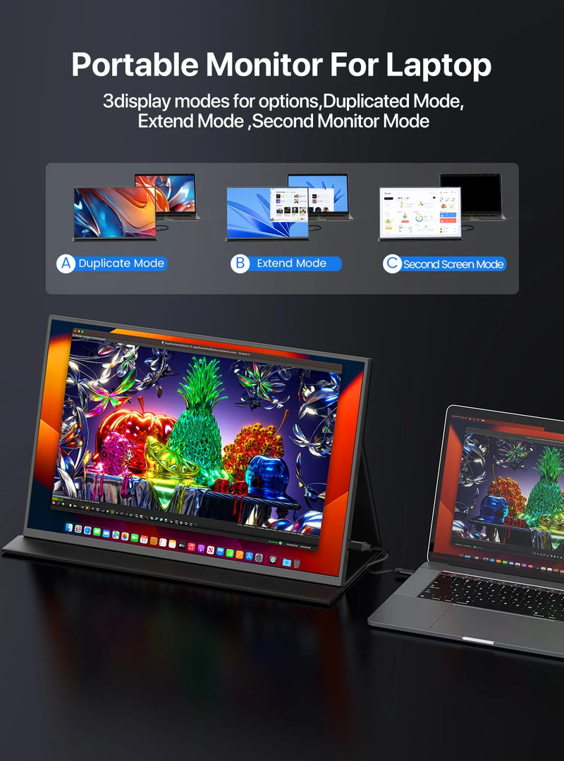 UPERFECT Portable Monitor 18 Inch 2.5K 100% DCI-P3 144Hz Gaming Display IPS LCD Panel Matte Mobile Screen FreeSync HDR With VESA