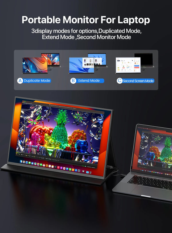 ម៉ូនីទ័រលេងហ្គេម UGame 18 2K 144Hz 2560x1600 QHD 100% DCI-P3 អេក្រង់ HDMI ចល័ត USB C សម្រាប់កុំព្យូទ័រយួរដៃ PC Mac ទូរស័ព្ទ XBOX PS5