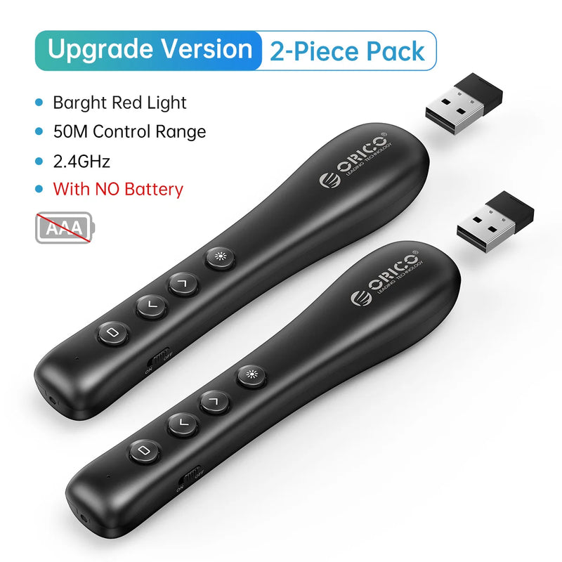 ORICO Presentation Clicker Remote Laser Pointer Wireless USB Presenter Slideshow PowerPoint Clicker 2.4GHz for Google Slides