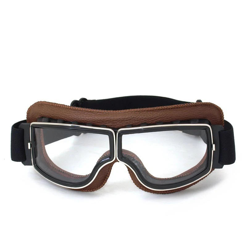 Newest -Style Leather Goggles Vintage Motorcycle Goggles Vintage Motorcycle Goggles Retro Jet Helmet Glasses