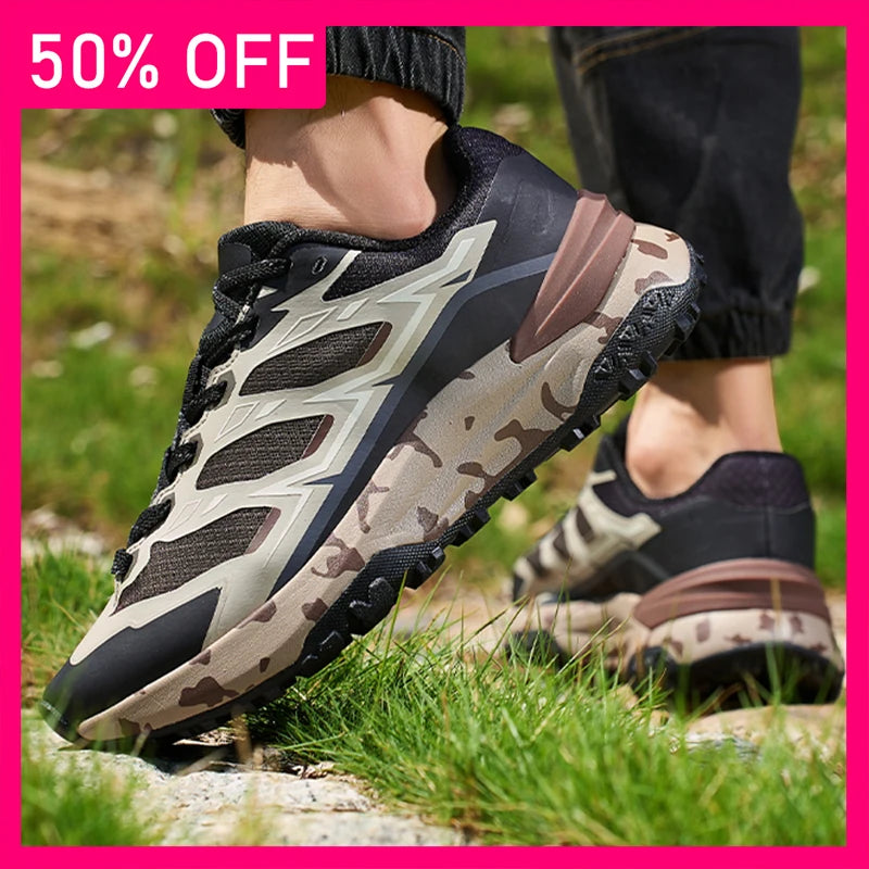 Men Sports Shoes Wear-resistant Comfortable Thick Soled Non Slip Fashionable Versatile Fitness Shoes Outdoor Hiking Shoes Man
