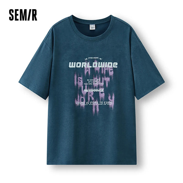 អាវយឺតបុរស Semir ឆ្នាំ ២០២៦ រចនាបថប៉ាក់អក្សរប្លុកពណ៌ កអាវទន់រលោង បែបសាមញ្ញ ទាន់សម័យ