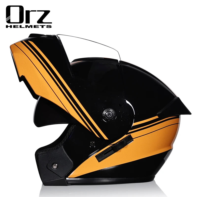 ORZ DOT Certification ORZ Motorcycle Helmet Double Lens Cross Section Helmet Safety Modular Flip Helm Unisex Helmet With Visor