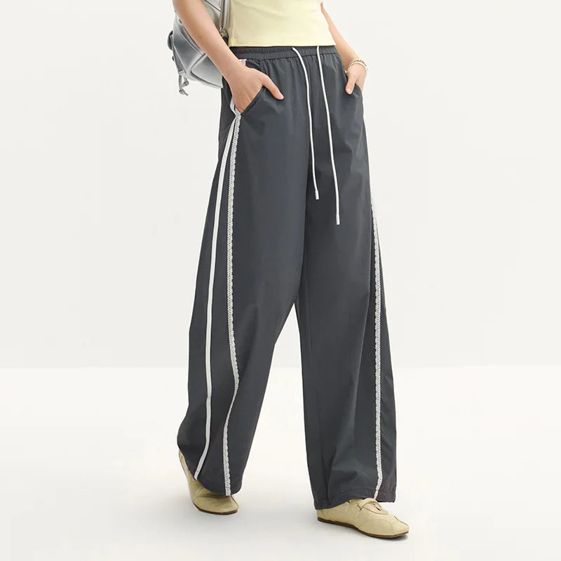 Semir Women Pants Color 2026 Block Ruffle Trim Drawstring 3D Cut Urban Casual Everyday Style Soft Comfortable Daily Wear