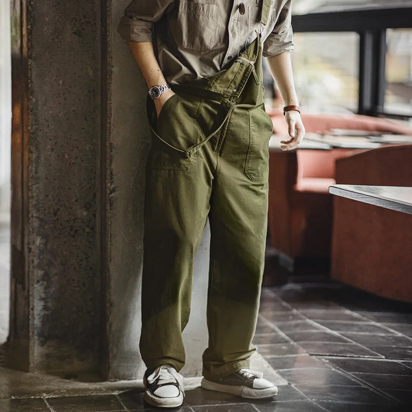 Maden Retro Overalls ឈុត ឈុត ធម្មតា សម្រាប់ បុរស ពណ៌ ធម្មជាតិ រដូវផ្ការីក និង រដូវស្លឹកឈើជ្រុះ ជាមួយ ខោ រចនា ហោប៉ៅ