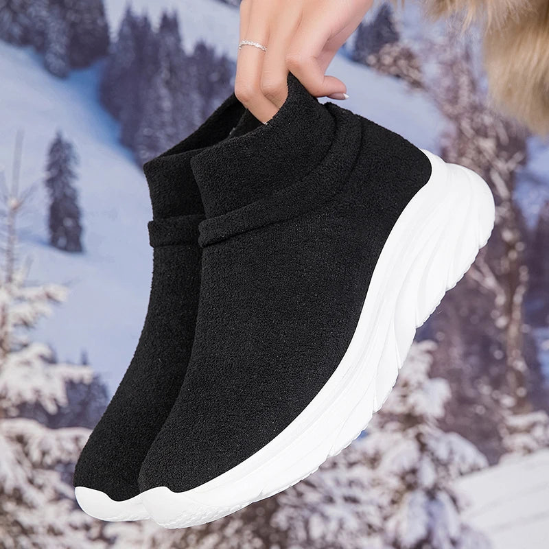 Mens Walking Shoes Big Size Winter Plush Warm Comfortable Snow Walking Cotton Shoes Lightweight Fashion Casual Sneakers for Men
