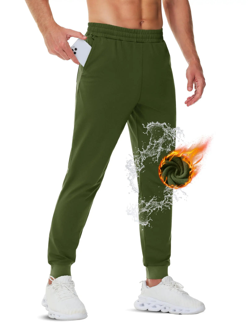 TACVASEN Mens Fleece Lined Sweatpants Winter Warm Water Resistant Pants Running Athletic Gym Joggers Casual Trouser with Pockets