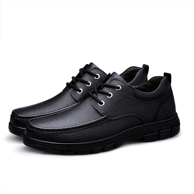 Men's Genuine Leather Casual Oxford Shoes Lace‑Up Thick Sole Non‑Slip Comfort Business Dress Walking Shoes Big Sizes 48 49 50