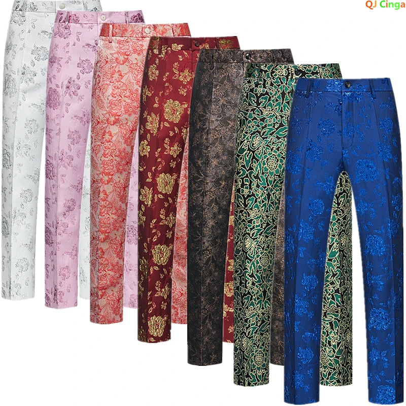 Autumn New Embroidery Suit Trousers Men's, Fashion Casual Pants, Blue Red White Green Pantalones Hombre, Asian Size M-5XL 6XL
