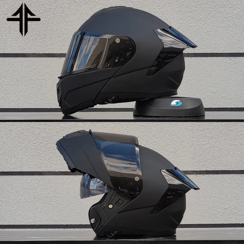 2025 Personalised Motorcycle Full Face Helmet Men Women Fashion Dual Lens Helmets Motocross Racing Modular Flip Up Casco Moto