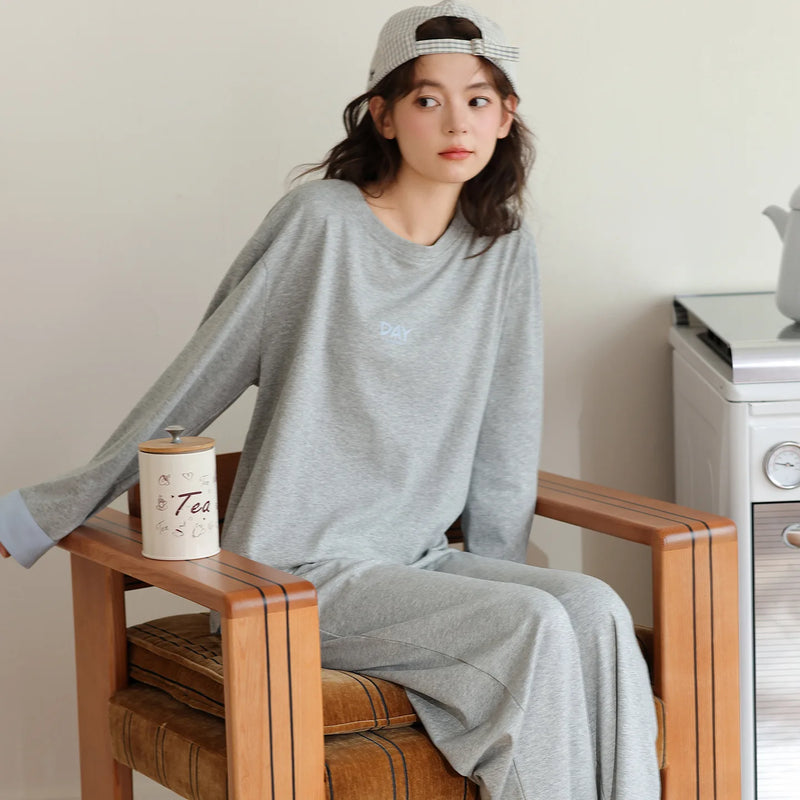 Pyjama Femme New 100% Cotton Sleepwear Women's Pajamas Set Spring Autumn Large Size Pajamas Woman Offer Lounge Home Clothes