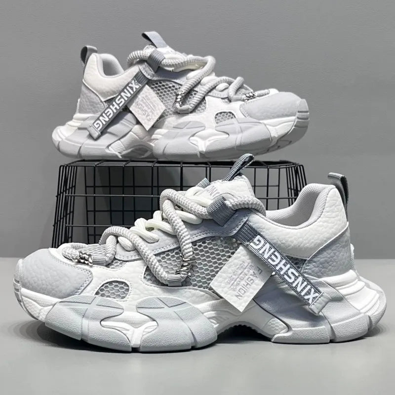 Men Sneakers Trendy Mesh Breathable Lightweight Running Shoes 2026 New Comfortable Versatile Thick Soled Tennis Shoes for Men