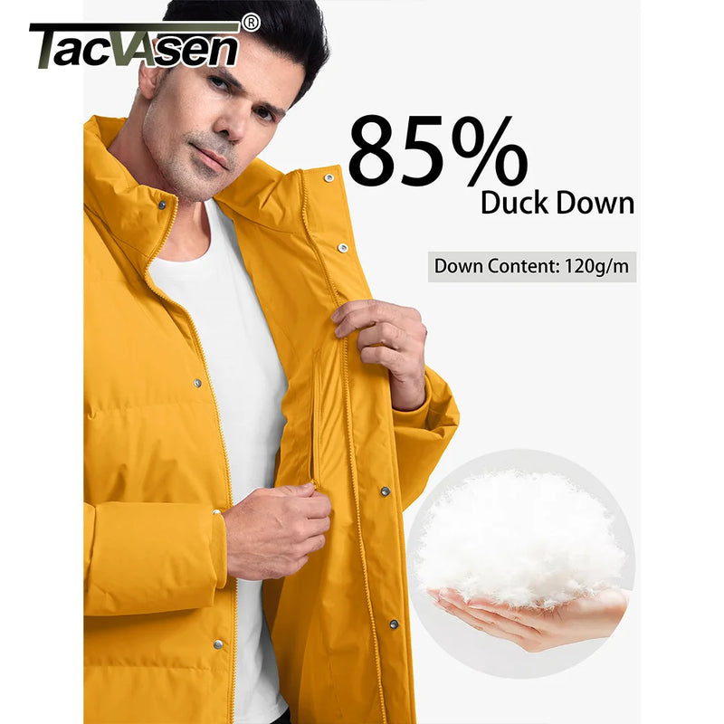 TACVASEN Winter Duck Down Jackets Mens Stand Collar Quilted Jackets Water Resistant Lightweight Puffer Jacket Windbreaker Coats