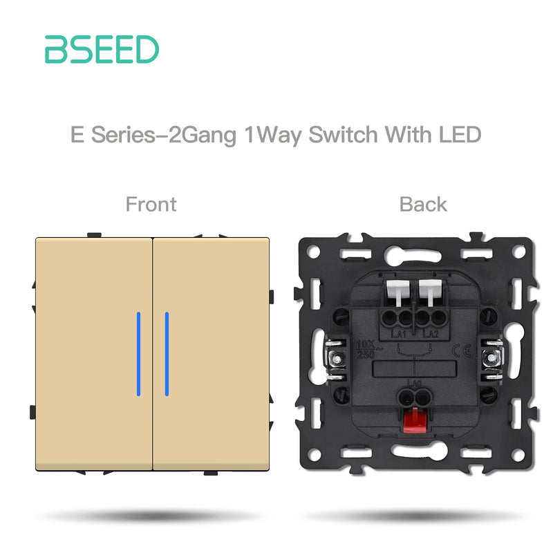 BSEED E Series Button Light Switch 1/2Gang 1/2Way USB Type-C Socket Module Part Internet TV Socket DIY Part 80mm Plastic Frame