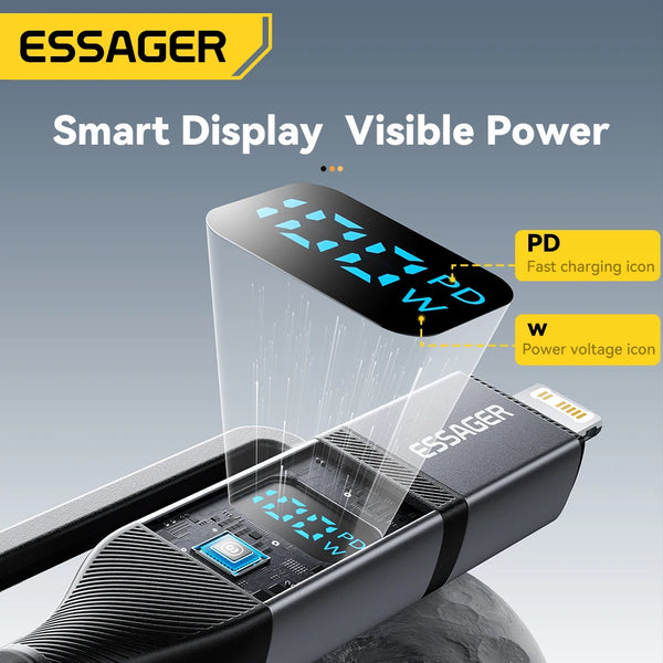 ខ្សែសាក USB Essager 4 ក្នុង 1 ប្រភេទ C 100W PD សាកលឿនសម្រាប់ iPhone Macbook iPad Xiaomi Type C Lighting Cable