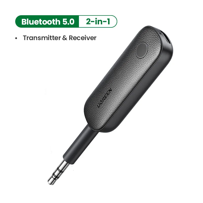 UGREEN 2-in-1 Bluetooth Adapter Transmitter Receiver Bluetooth AUX 5.0 Wireless 3.5mm Adapter Stereo for Earphones TV Car Audio
