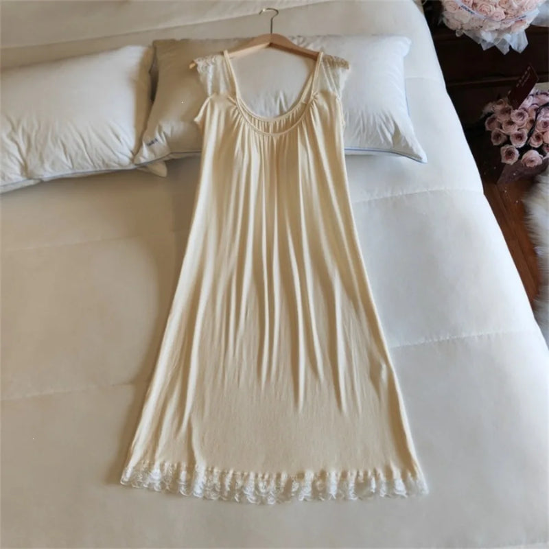 Women's Nightgown New Summer Sleeveless Pajamas Dress Nightie Chest Cup Night Dress Woman Nightwear Homewear Sleep Dress Ladies