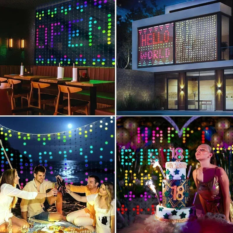 Smart LED Curtain Light APP Control RGB Dimmable DIY Pattern Music Ambient Lighting for Home Holiday Party Christmas Decor