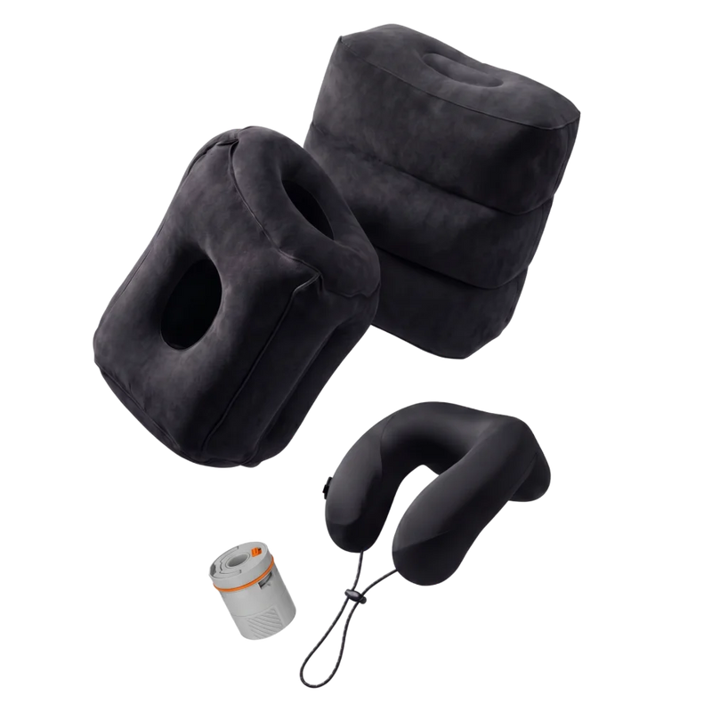FLEXTAIL X VOLLYC EZY Travel Kit – Better Sleep Anytime Anywhere Inflatable Pillow Set for Airplane, Car, Train, Bus, Office