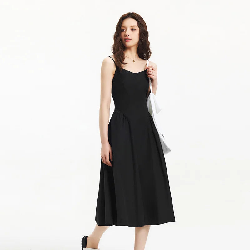 Semir Dress Women Elegant Solid Color Versatile Fashion Gentle 2025 New Summer Minimalist Strappy Dress for Chic Outfits