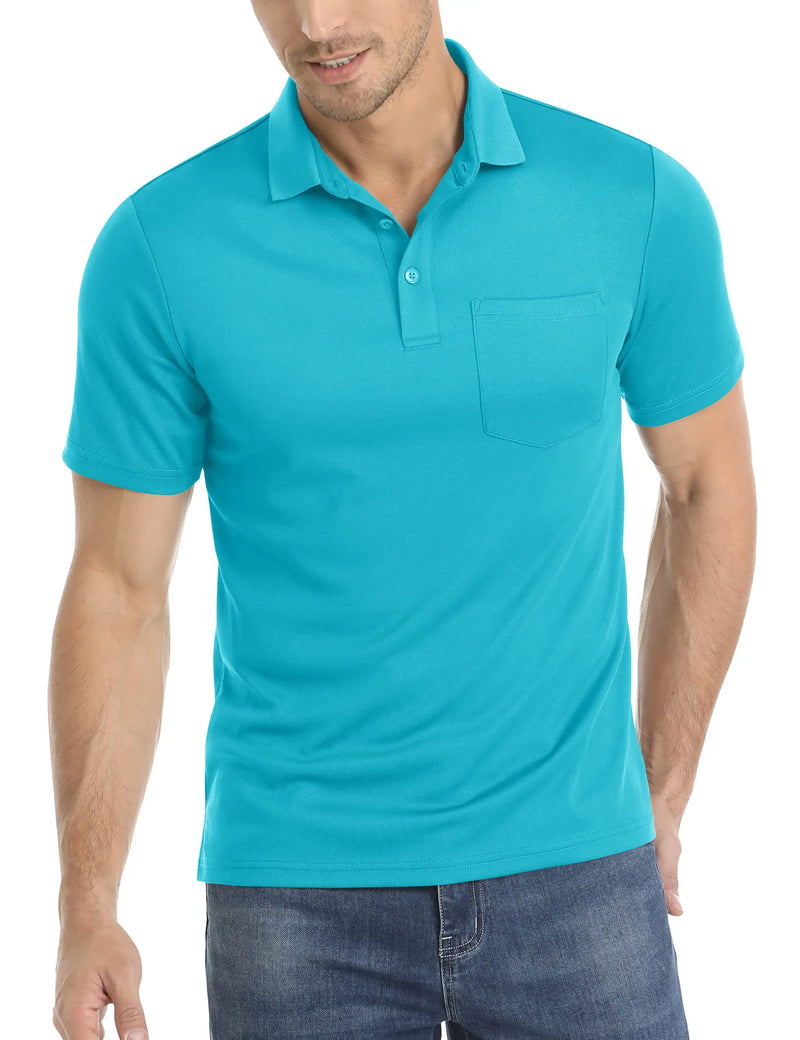 TACVASEN Summer Quick Dry Polos T-shirts Mens Breathable Sport Hiking Tee Shirts Casual Golf Polos T-Shirt Work Tops With Pocket