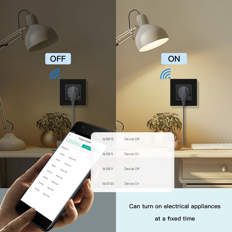 BSEED EU Standard Wifi Smart Socket With 20W USB Type-C Port Power Monitor Timing Function Tuya Alexa Smart Home Control 16A