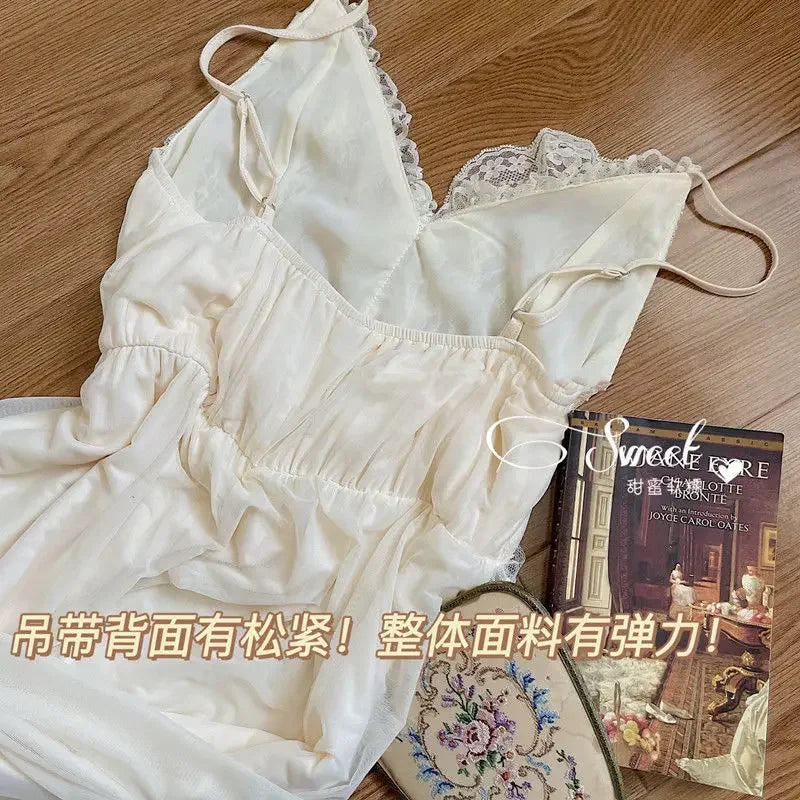 Vintage Female Court Style Thin Robe/Nightdress Ladies Princess Nightgowns Fairytale Pajamas Sleepwear Women's Home Clothing
