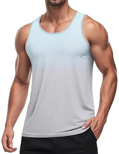 TACVASEN Men's Summer UPF 80+ Quick Dry Muscle Tank Tops Colorful Workout Stretchy Sleeveless Shirts Gym Athletic Swim Tee Tops
