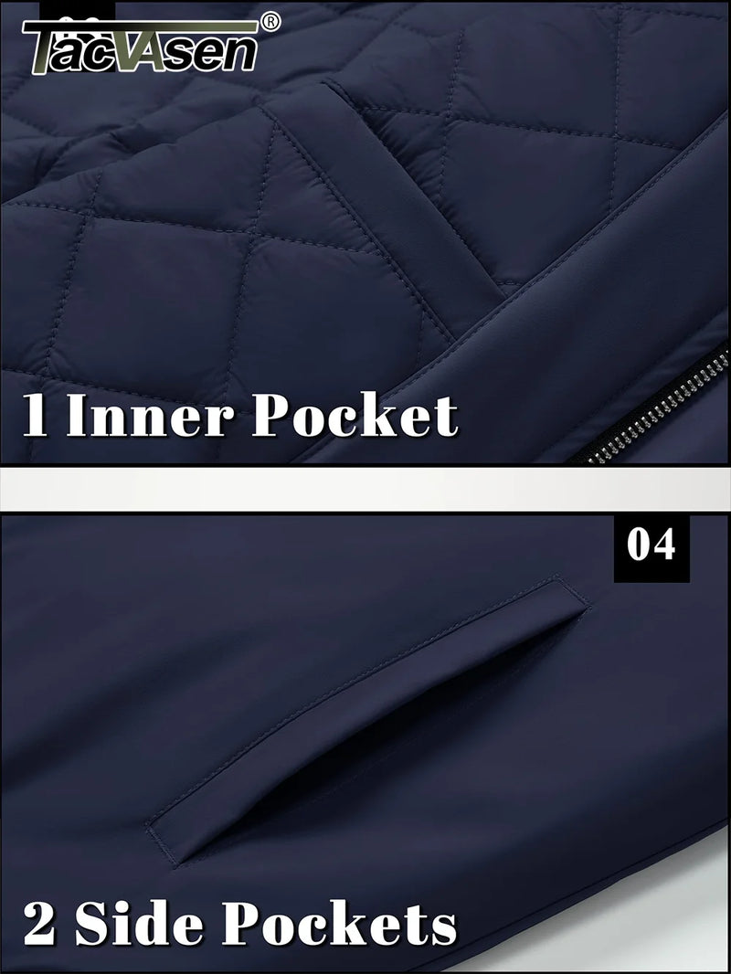TACVASEN Winter Bike Jackets Mens Padding Thick Warm Pilot Jacket Outdoor Windproof Waterproof Hiking Jacket Windbreaker