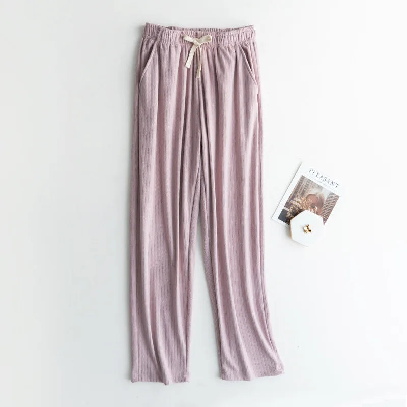 Spring Summer Women's Pants Casual Loose Home Wear Pajama Pant Knitted Comfortale Sleepwear Pyjamas Trousers Straight Pantalon