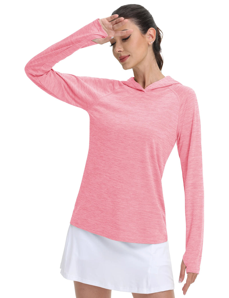 Women's UPF 50+ Sun Protection Hoodie Lightweight Long Sleeve Thumb Hole Hooded Sweatshirt for Hiking, Running & Workout