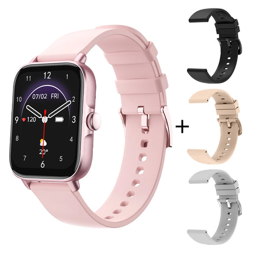 [2023 version] COLMI P28 Plus Smart Watch Men IP68 Waterproof Voice Bluetooth Call Smartwatch Women For Android iOS Phone Pink with 3 straps