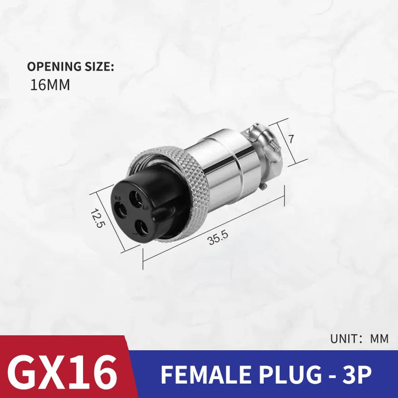10 Pcs GX16 Male And Female Aviation Plug Socket Connector GX16-2/3/4/5/6/7/8/9/10 PIN Cable Aviation Plug Connector Rear Nut