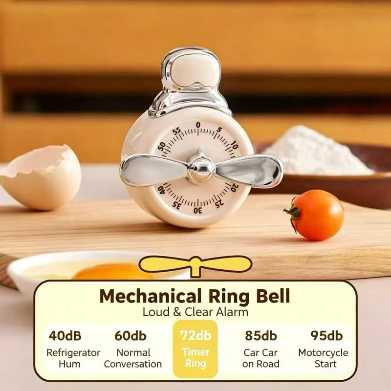 Pilot Magnetic Mechanical Kitchen Timer Home Cooking Baking Countdown Alarm Clock Reminder for Home Use