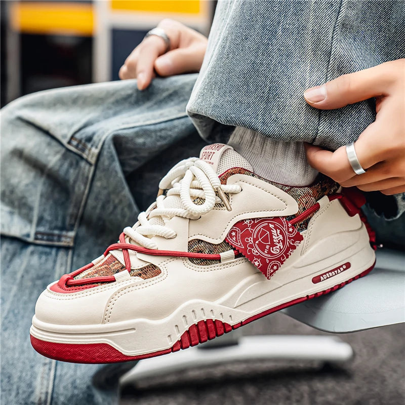Men's casual board shoes Four Seasons new breathable light Thick sole fashion outdoor flat walking sneakers vulcanization shoes