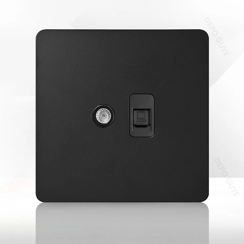 Retro Light Switch Lever Wall Power ON OFF Socket Panel,EU RU FR Black Stainless Steel Dual Usb Outlet  1-4Gang 1/2Way Switch