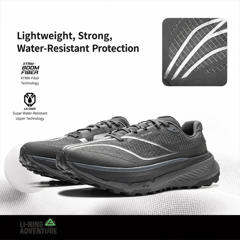 ស្បែកជើងរត់បុរស Li-Ning DI LU 2 ផ្លូវលំ XTRM-BOOM FIBER Cushion LN DWR ស្បែកជើងកីឡាការពារទឹក LiNing ការពារការរអិល ARNV009