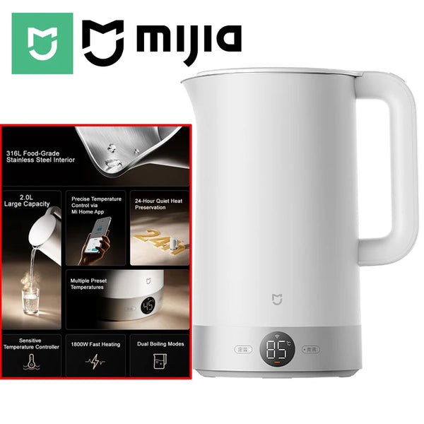 MIJIA Temperature Electric Kettles 3 Pro CN Version With adapter,4 Water Temperature Settings,24H Heat Preservation,2 L