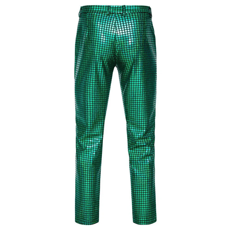 2026 New Men's Bright Green Plaid Suit Pants 2025 Spring Fashion Trousers Black Blue Silver Pantalones Hombre