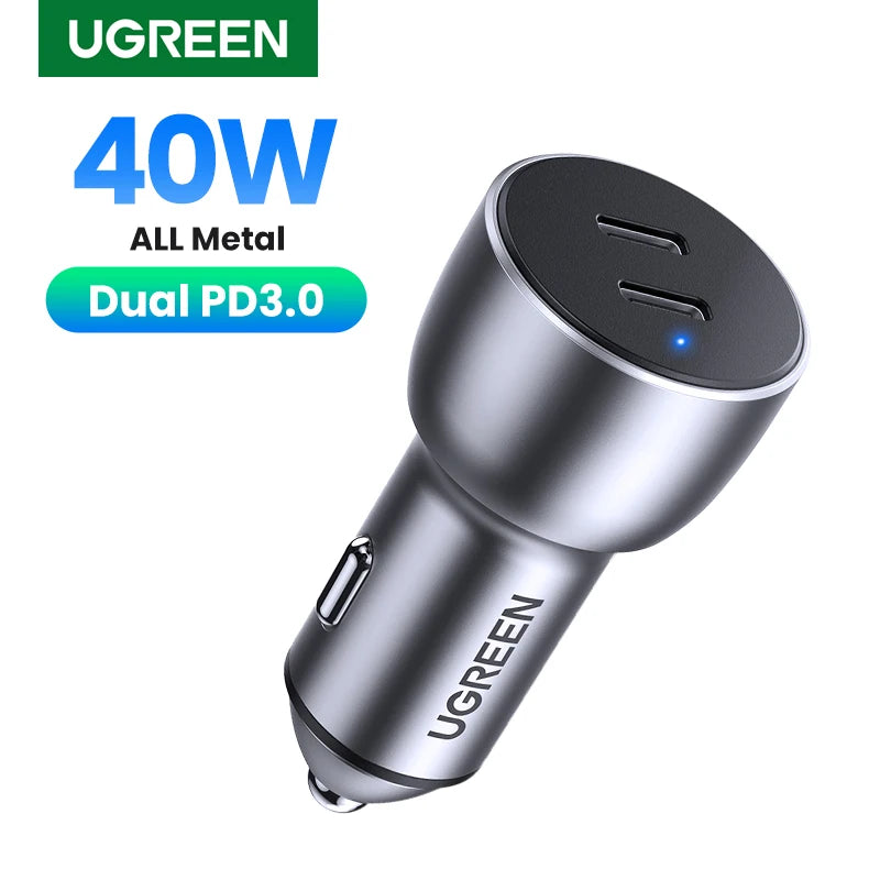 Ugreen 36W Quick Charge 4.0 3.0 QC USB Car Charger for Xiaomi QC4.0 QC3.0 Type C PD Car Charging for iPhone 17 16 15 PD Charger