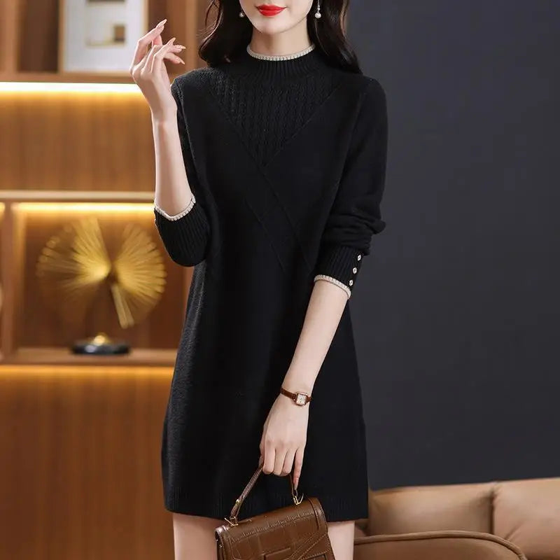 អាវប៉ាក់កអាវ Turtleneck ដៃវែងសម្រាប់ស្ត្រី សម្លៀកបំពាក់ស្ត្រី រដូវស្លឹកឈើជ្រុះ រដូវរងា អាវប៉ាក់មូលដ្ឋាន រោមចៀម អាវយឺតសម្រាប់ស្ត្រី