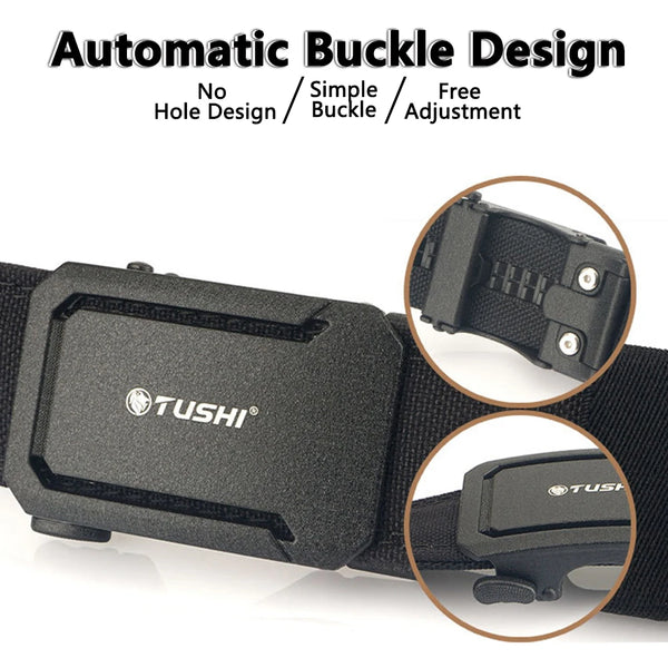 TUSHI Military Tactical Belt for Men Sturdy Nylon Metal Automatic Buckle Police Duty Belt Outdoor Girdle IPSC Sports Accessories
