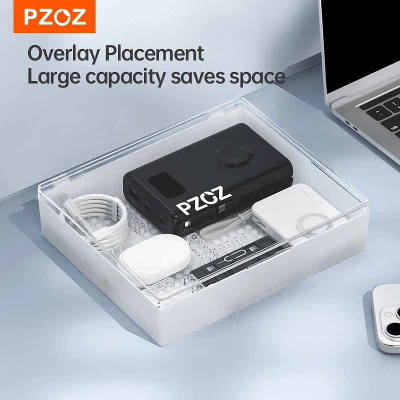 PZOZ Desktop Digital Storage Box Power Bank Data Cable Wireless Earphones Watch Memory Strap Case Box Storage Tiny Parts Bags