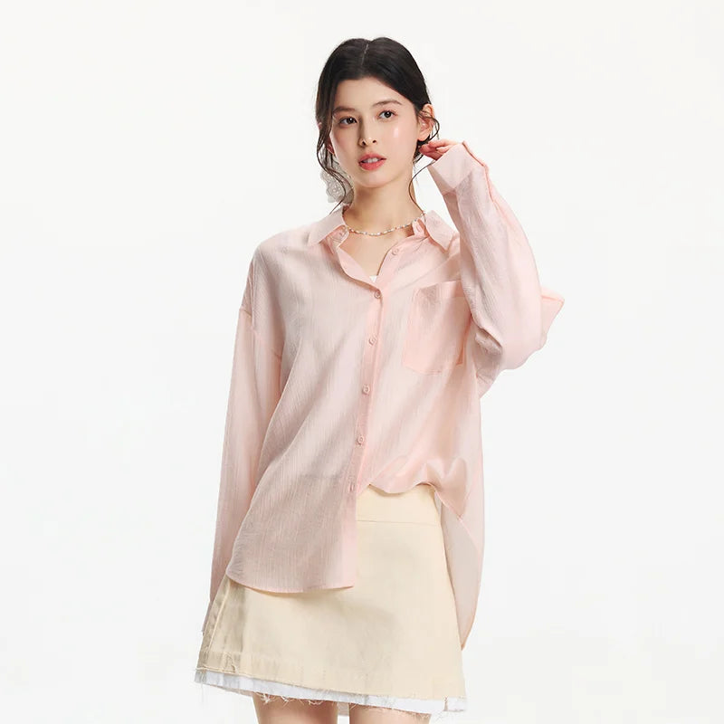Semir Women Shirt Textured 2026 Loose Fit Two Piece Set Urban Casual Everyday Style Soft Comfortable Daily Wear