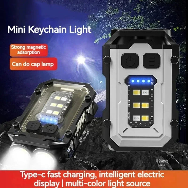 ភ្លើងសោរខ្នាតតូចចល័ត LED ពិលភ្លឺខ្លាំង ប្រភពពន្លឺពីរ សម្រាប់បោះតង់ក្រៅផ្ទះ នេសាទ ចង្កៀងពិលឧបករណ៍ពហុមុខងារ