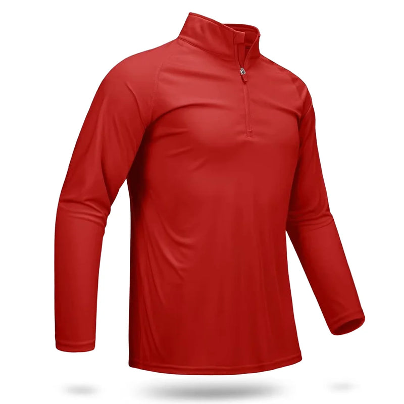 TACVASEN UPF 50+ T-shirts Men's 1/4 Zip UV Protection Long Sleeve T Shirts Fishing Hiking Performance Tee Shirts Pullover Tops